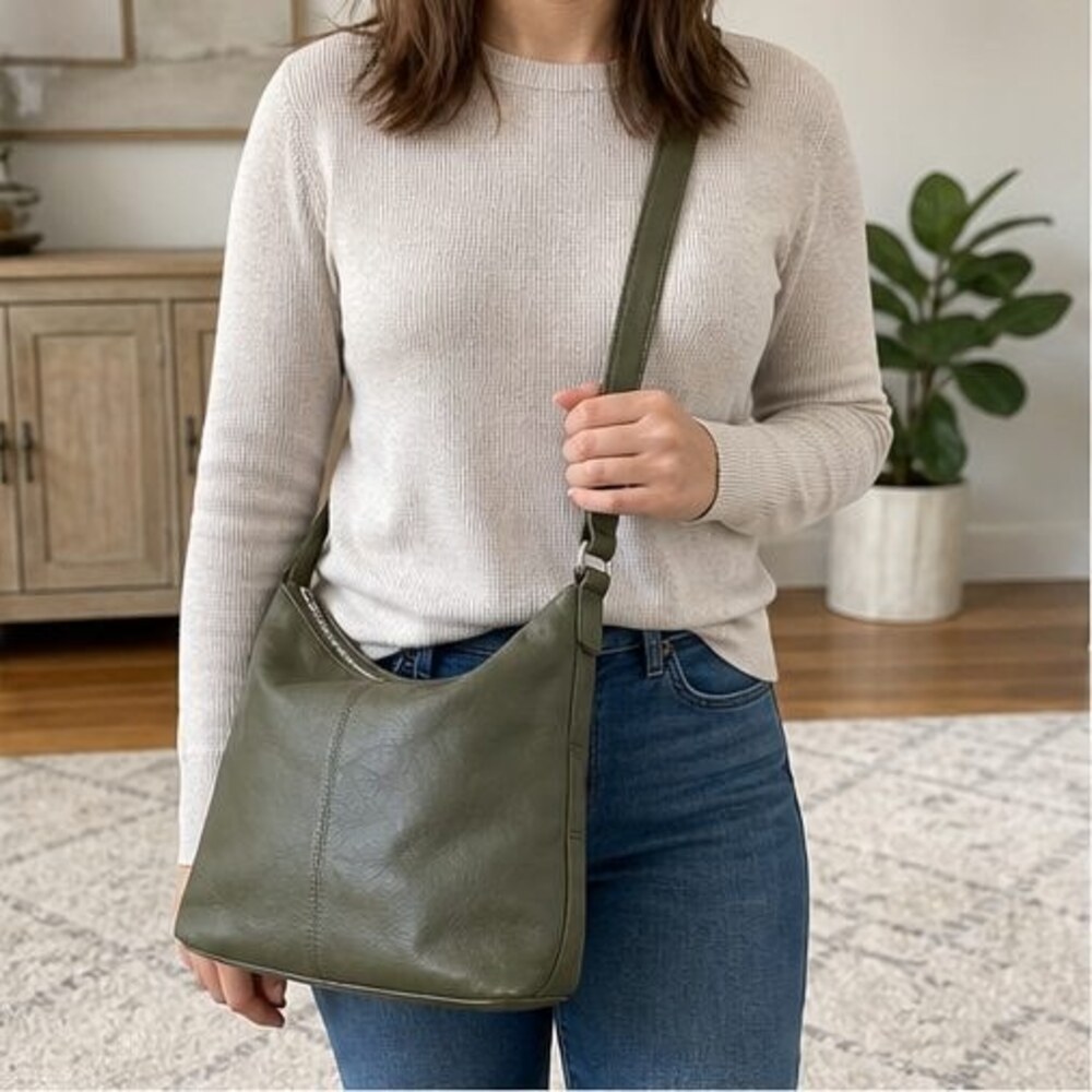 Cream Suede Crossbody Bag - Picture 2 of 6